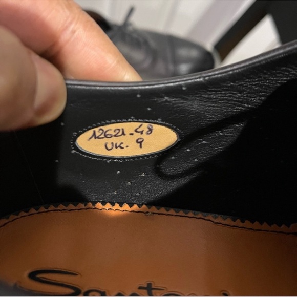 Santoni Dark Gray (Black-looking) laced-up dress shoes Sz 9 - Picture 13 of 16